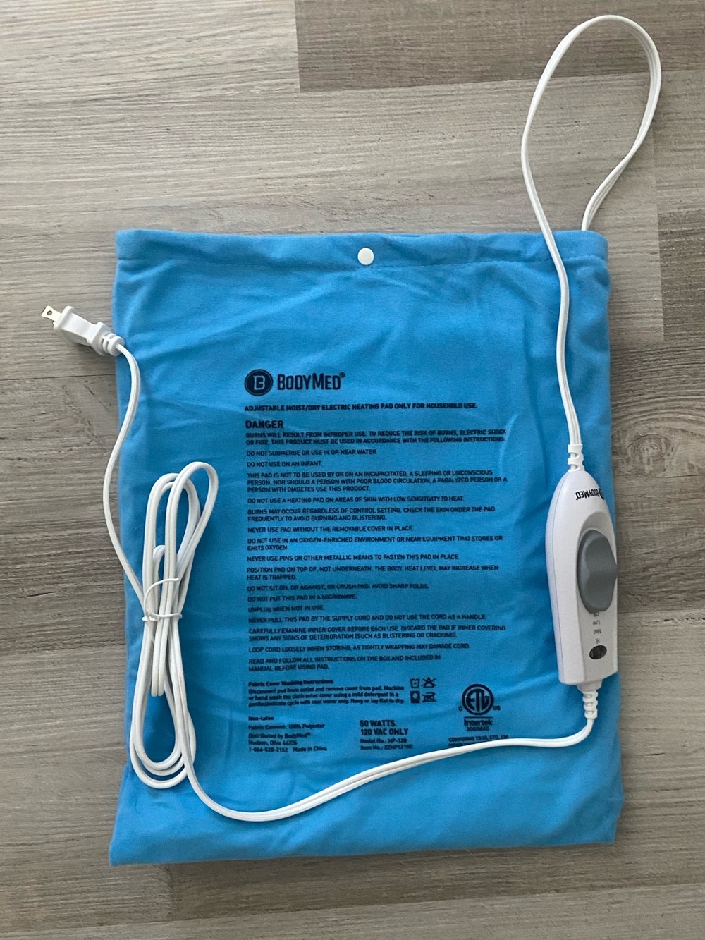 BodyMed Digital Electric Heating Pad Moist Dry Heat Therapy Blue 12in x 15in